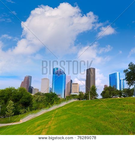Huston skyline from Eleanor Tinsley park Texas US USA