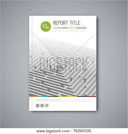 Modern Vector abstract brochure, report or flyer design template with maze / labyrinth