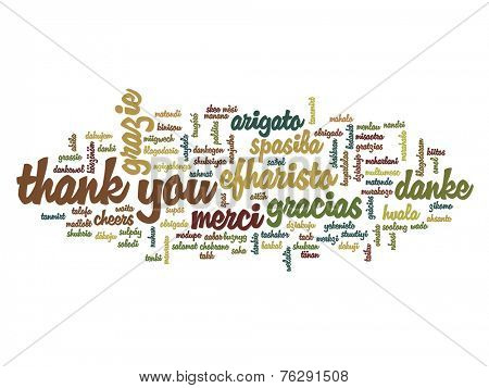 Concept or conceptual abstract thank you word cloud in different languages or multilingual for education or Thanksgiving Day