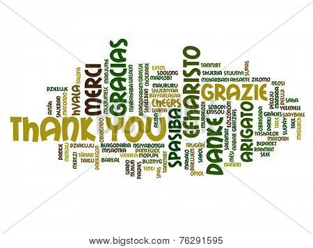 Concept or conceptual abstract thank you word cloud in different languages or multilingual for education or Thanksgiving Day