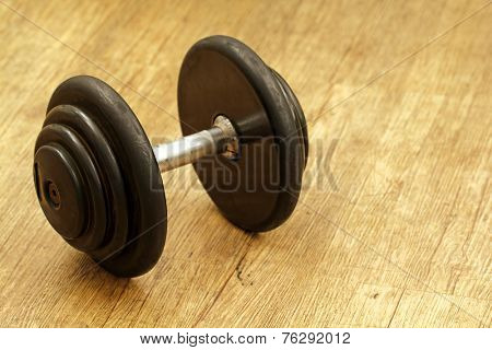 Weight for workingout on the floor at the gym.