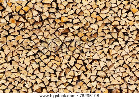 Stack Birch Firewood In Russia