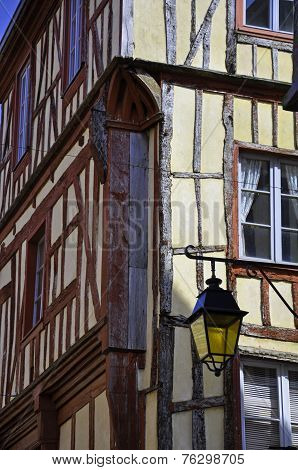 Medieval Building With Lamp In Dinan