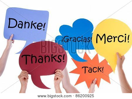 Many Colorful Speech Balloons With Thank You Different Languages