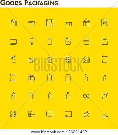 Set of the packaging  related icons