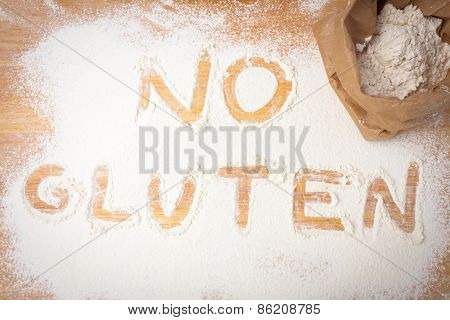 The Words No Gluten Written On Gluten Free Flour