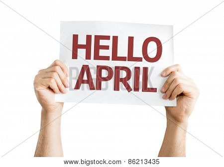 Hello April card isolated on white
