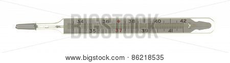 Medical Mercury Thermometer Isolated On White Background.