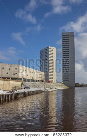 Tall Appartment Buildings And Stadium In Groningen