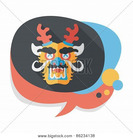 Chinese New Year Flat Icon With Long Shadow,eps10,the Dragon And Lion Dancing Head