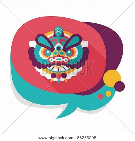 Chinese New Year Flat Icon With Long Shadow,eps10,the Dragon And Lion Dancing Head