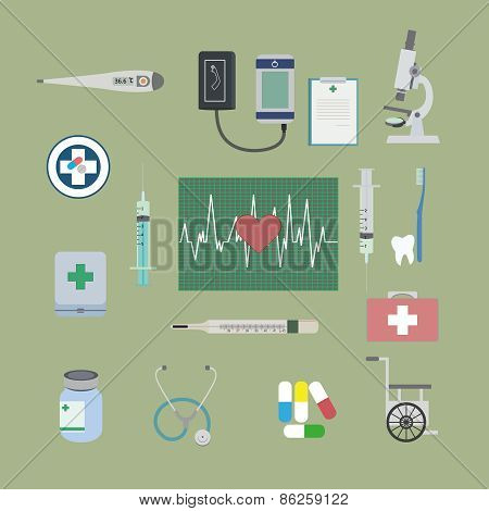 set of flat Medical icons