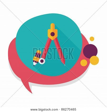 Compass Pencil Flat Icon With Long Shadow,eps10