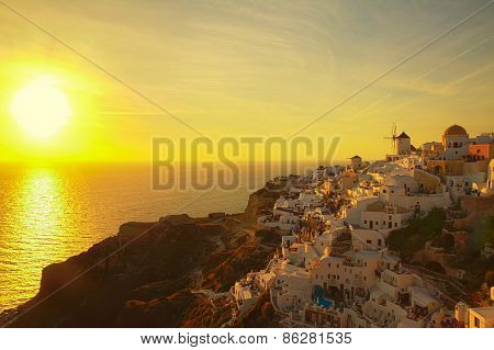 windmill of Oia at sunset, Santorini