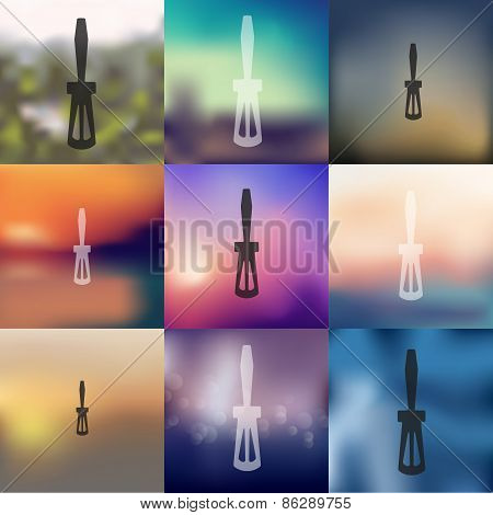 screwdriver icon on blurred background
