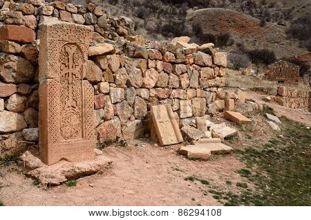 Khachkars Of Noravank Monastery,medieval Christian Art,armenia, Caucasus, Unesco World Heritage Site