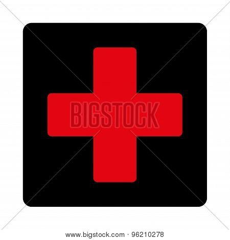 Plus flat intensive red and black colors rounded button