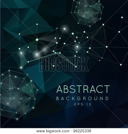 Abstract polygonal backgroun. Low poly  design with connecting d