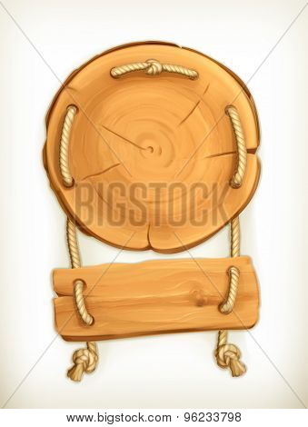 Wooden sign, vector icon