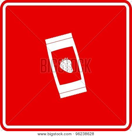 strawberry jam sachet sign