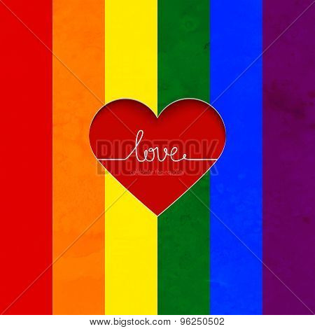 Rainbow Vector Card With Heart Celebrate The Equality Of Love