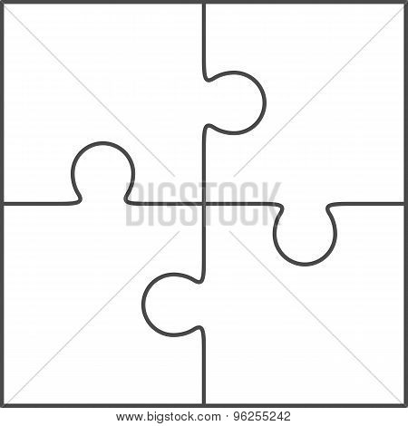 Jigsaw puzzle blank vector 2x2, four pieces