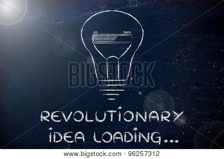 Revolutionary Idea Loading, Lightbulb With Progress Bar Illustration