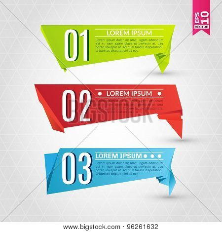 Set of colorful origami labels