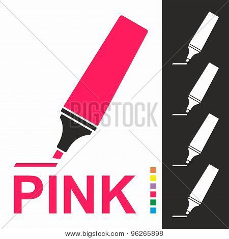 Highlighter pen icon set