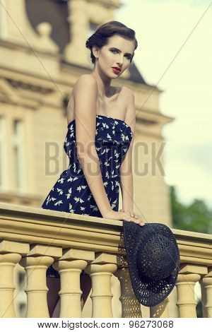 Cute Lady Elegant In Blue