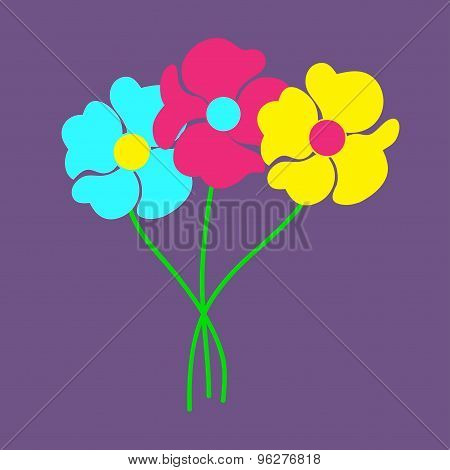 Bouquet of flowers. Colorful cartoon flowers. Vector.