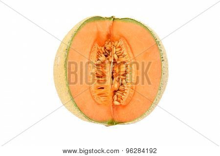 Juicy Canteloupe Melon Sliced Open