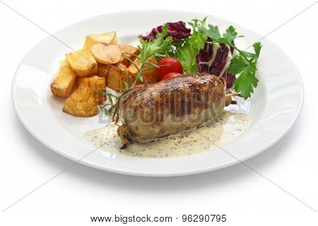andouillette, french lyonnaise sausage isolated on white background