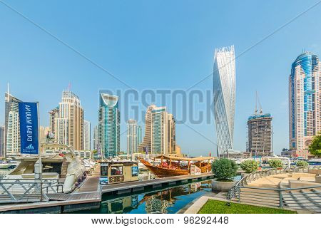 Dubai - AUGUST 9, 2014: Dubai Marina district on August 9 in UAE. Dubai is fastly developing city in Middle East