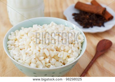 Cooking Brazilian Dessert Canjica Of White Corn