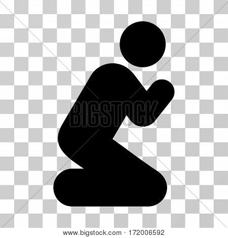 Pray Pose vector pictogram. Illustration style is a flat iconic black symbol on a transparent background.