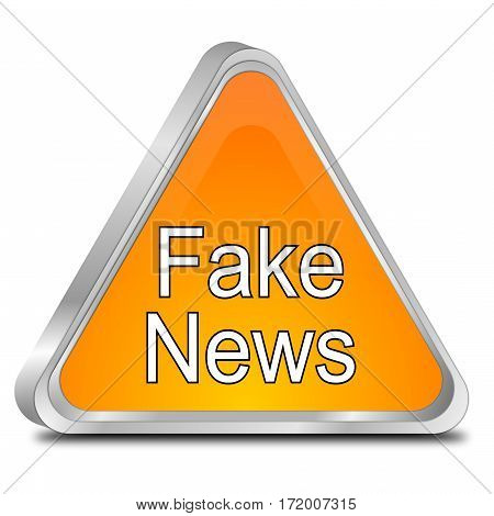 orange Fake News warning sign - 3D illustration