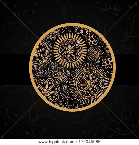Black infernal card with golden floral circle