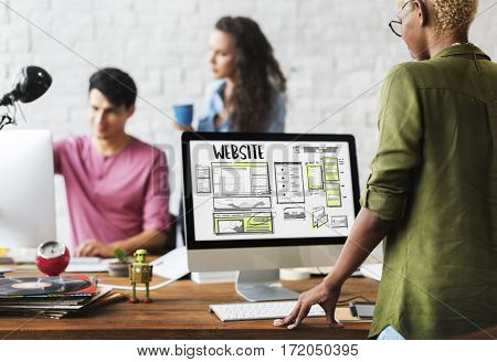 Website development layout sketch drawing