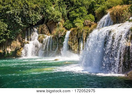 Waterfall in Croatia Krka National park lake