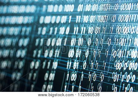 Abstract tech binary blue picture taked from perspective
