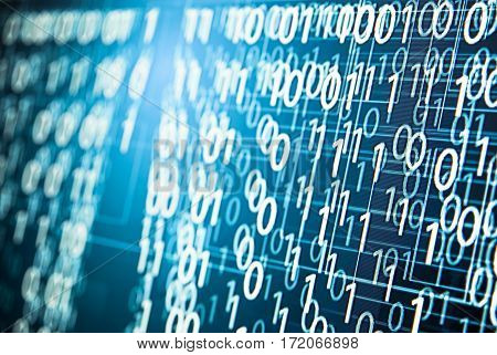 Abstract tech binary blue picture taked from perspective