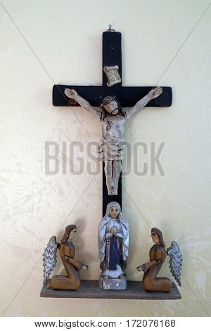 VUGROVEC, CROATIA - OCTOBER 02: Cross in the Rectory of Saint Francis Xavier in Vugrovec, Croatia on October 02, 2015.