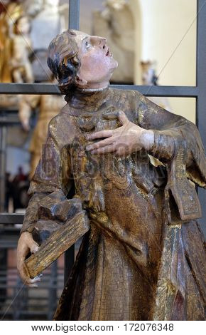 ZAGREB, CROATIA - FEBRUARY 15: Saint Francis Xavier, altar of St. Stephen and St. Donatus, exhibited at the Museum of the City of Zagreb, on February 15, 2015.