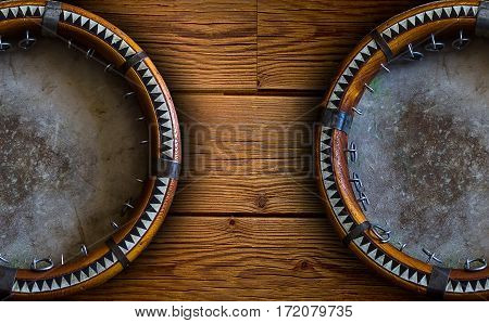 Central Asian Tambourine. Uzbek Doira. The Traditional Uzbek Musical Instrument Doira