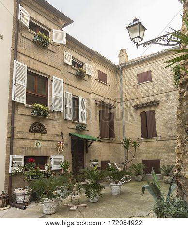 Panoramic view from an alley in Grottammare, Marche, Italy