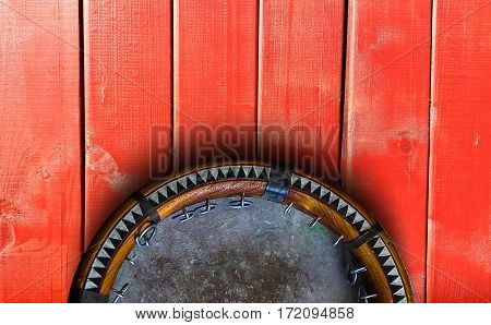 Central Asian Tambourine. Uzbek Doira. The Traditional Uzbek Musical Instrument Doira