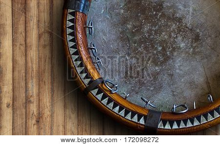 Central Asian Tambourine. Uzbek Doira. The Traditional Uzbek Musical Instrument Doira