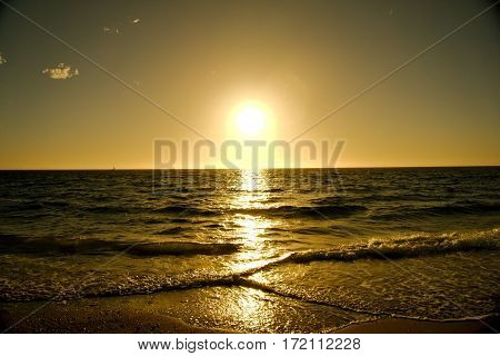 Picturesque sunset on the sea at South Fremantle Beach - Horizontal