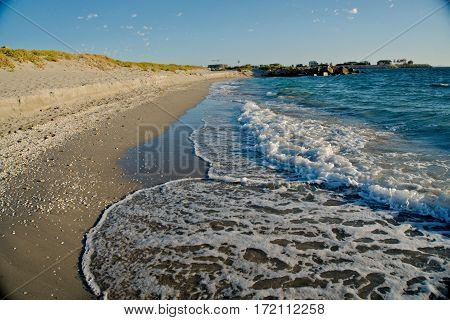 Sea water moving at swash zone or foreshore